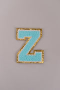 Chenille Iron-On Letter Patches- Blue 8cm