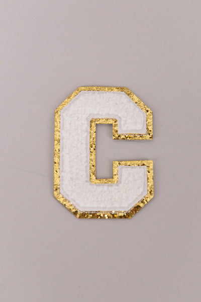 Chenille Adhesive Letter Patches- White 5.5cm
