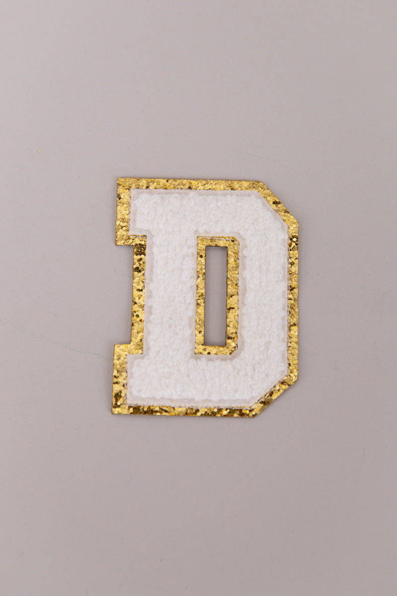 Chenille Iron-On Letter Patches- White 8cm