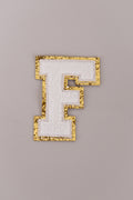 Chenille Iron-On Letter Patches- White 8cm