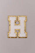 Chenille Adhesive Letter Patches- White 5.5cm