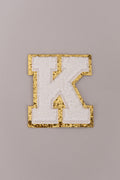 Chenille Adhesive Letter Patches- White 5.5cm