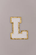 Chenille Iron-On Letter Patches- White 8cm