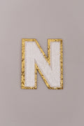 Chenille Adhesive Letter Patches- White 5.5cm