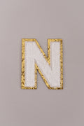 Chenille Iron-On Letter Patches- White 8cm