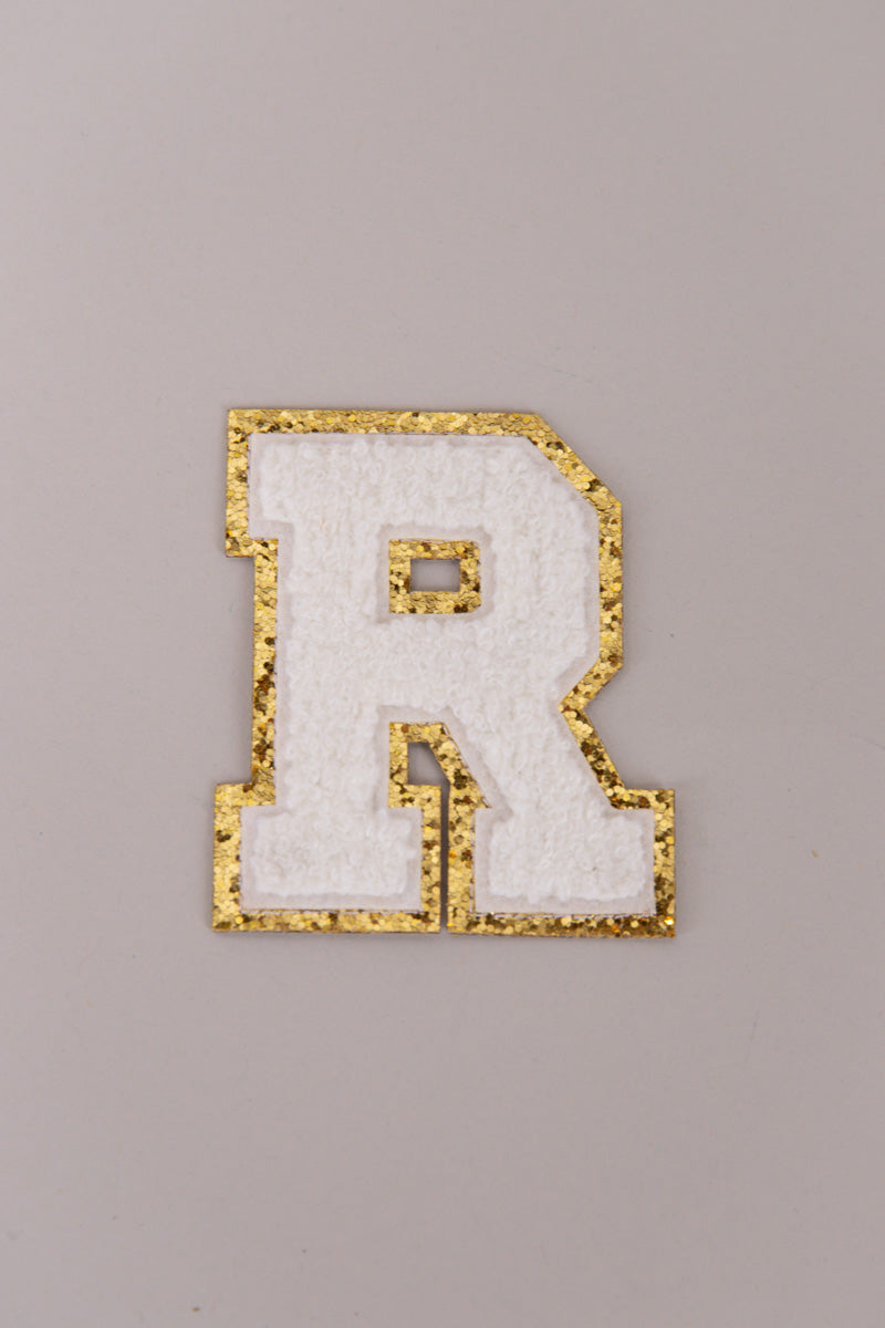 Chenille Iron-On Letter Patches- White 8cm