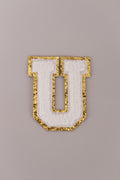 Chenille Iron-On Letter Patches- White 8cm