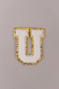 Chenille Adhesive Letter Patches- White 5.5cm