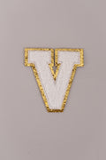 Chenille Iron-On Letter Patches- White 8cm