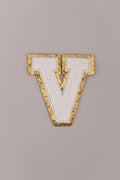 Chenille Adhesive Letter Patches- White 5.5cm