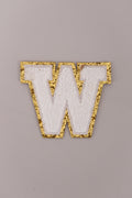 Chenille Adhesive Letter Patches- White 5.5cm