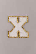 Chenille Iron-On Letter Patches- White 8cm