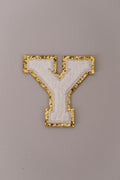 Chenille Adhesive Letter Patches- White 5.5cm