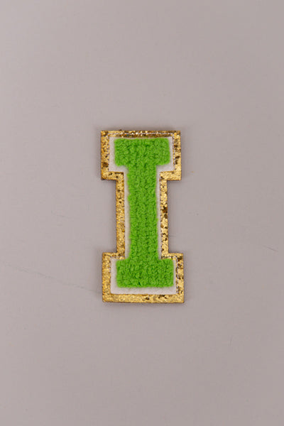 Chenille Iron-On Patch Letters - Green 8cm