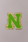Chenille Adhesive Patch Letters - Green 5.5cm