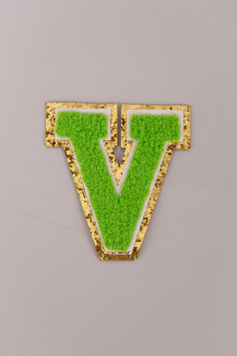 Chenille Adhesive Patch Letters - Green 5.5cm