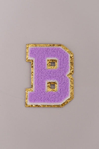 Chenille Iron-On Letter Patches- Purple 8cm