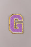 Chenille Iron-On Letter Patches- Purple 8cm