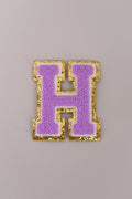 Chenille Iron-On Letter Patches- Purple 8cm