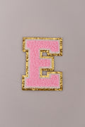 Chenille Iron-On Letter Patches- Light Pink 8cm