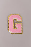Chenille Iron-On Letter Patches- Light Pink 8cm