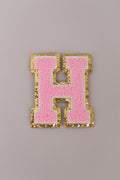 Chenille Iron-On Letter Patches- Light Pink 8cm