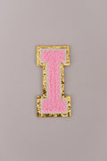 Chenille Iron-On Letter Patches- Light Pink 8cm