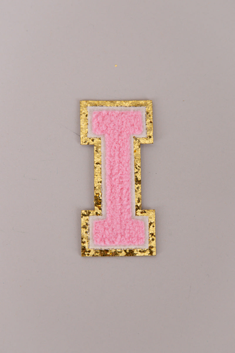 Chenille Iron-On Letter Patches- Light Pink 8cm