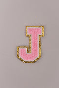 Chenille Iron-On Letter Patches- Light Pink 8cm