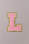 Chenille Iron-On Letter Patches- Light Pink 8cm