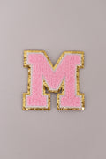 Chenille Iron-On Letter Patches- Light Pink 8cm