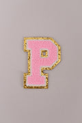 Chenille Iron-On Letter Patches- Light Pink 8cm