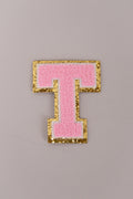 Chenille Iron-On Letter Patches- Light Pink 8cm