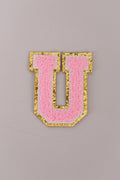 Chenille Adhesive Letter Patches- Light Pink 5.5cm