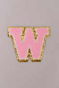 Chenille Iron-On Letter Patches- Light Pink 8cm