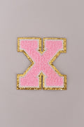 Chenille Iron-On Letter Patches- Light Pink 8cm