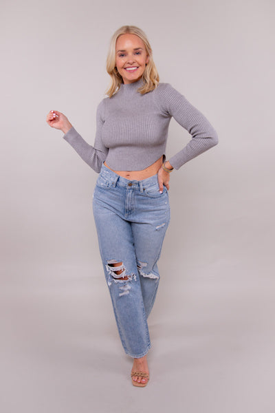 Sleek And Chic Sweater -Gray - FINAL SALE