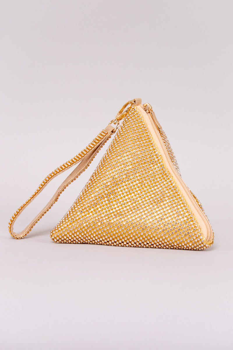 Rhinestone Triangle Bag - Gold