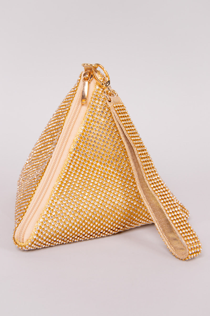Rhinestone Triangle Bag - Gold