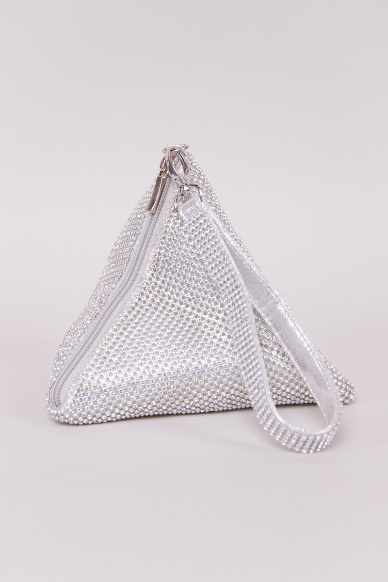 Rhinestone Triangle Bag - Silver
