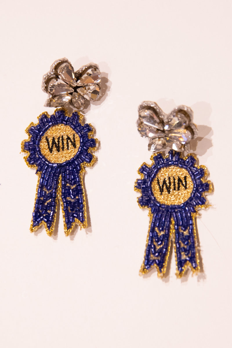 Derby Blue Ribbon Earrings - FINAL SALE