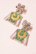 Derby Jockey Silks Earrings - Green & Gold Horseshoe