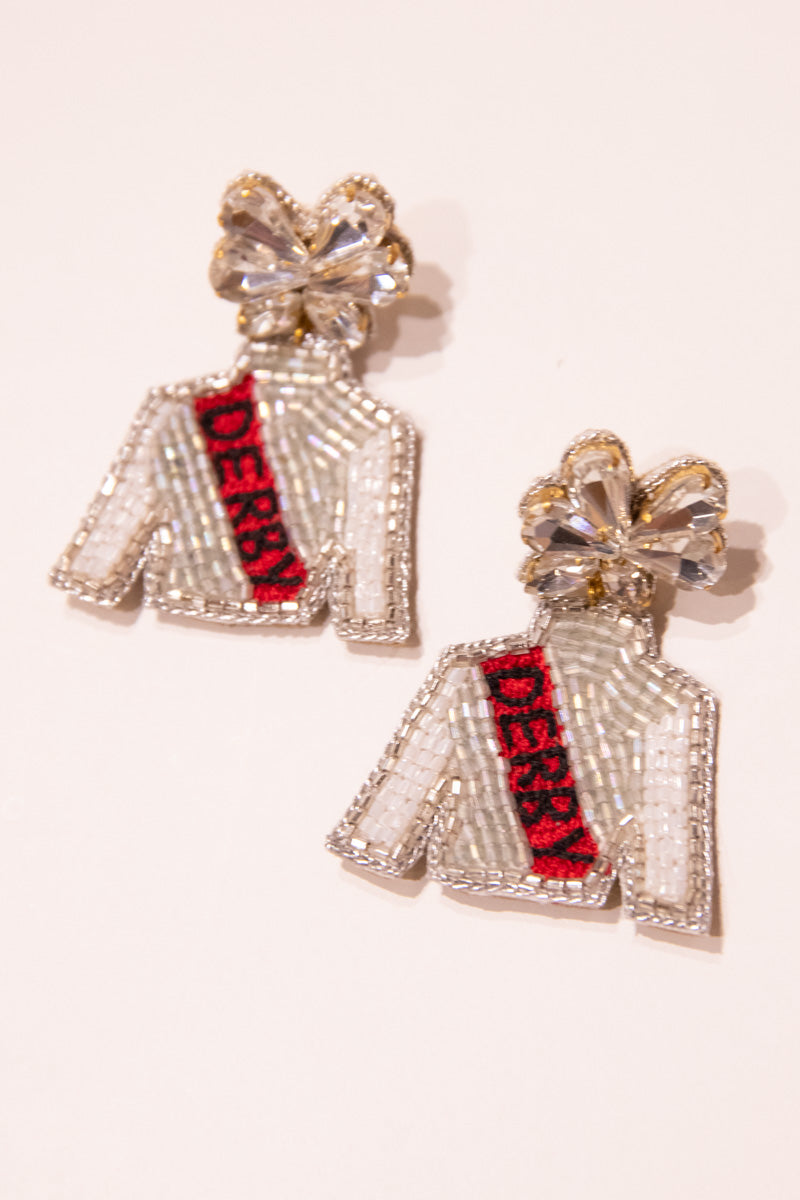 Derby Jockey Silks Earrings - Red Sash - FINAL SALE