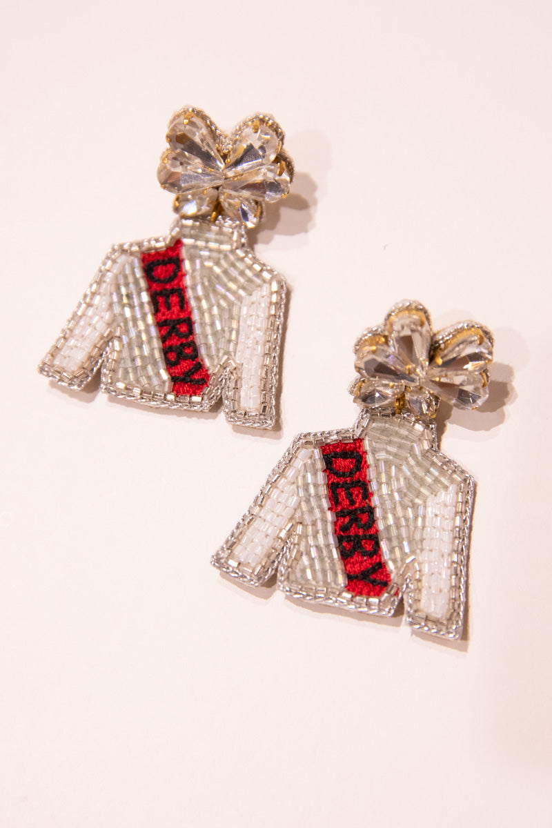 Derby Jockey Silks Earrings - Red Sash - FINAL SALE