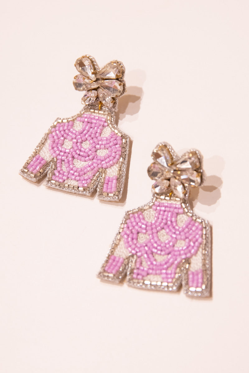 Derby Jockey Silks Earrings - Lavender Polka Dot