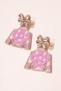 Derby Jockey Silks Earrings - Lavender Polka Dot