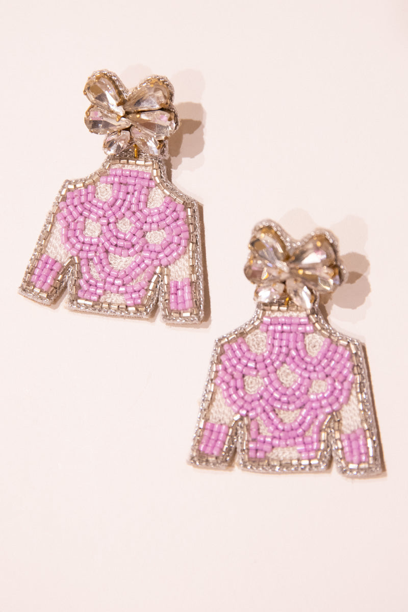 Derby Jockey Silks Earrings - Lavender Polka Dot