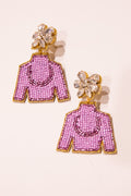 Derby Jockey Silks Earrings - Purple Horseshoe