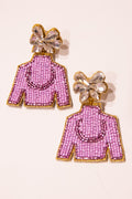 Derby Jockey Silks Earrings - Purple Horseshoe