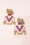 Derby Jockey Silks Earrings - White & Purple